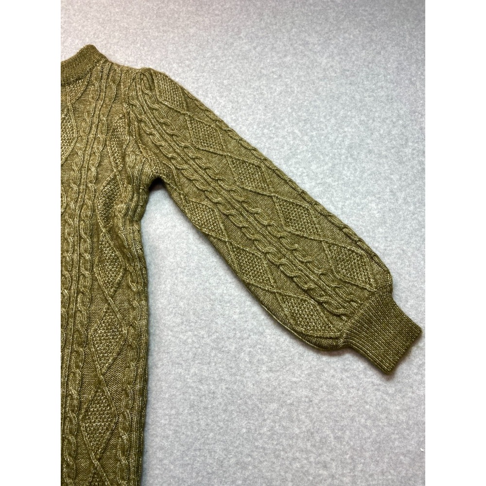 Ophelia Roe Sweater Dress Womens Large Olive Green Cable Knit Long Sleeve Mock N - Picture 10 of 12